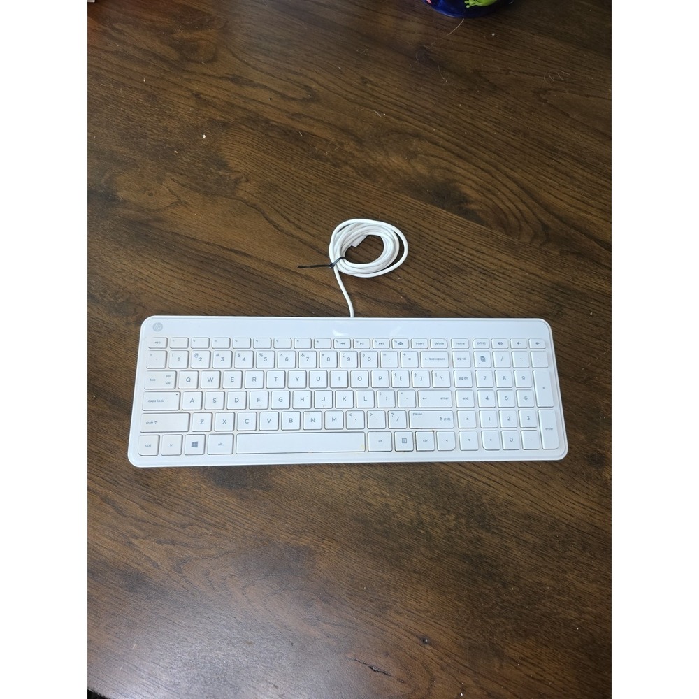 HP KBAH21 USB Wired Super Slim Thin White PC Keyboard Lightweight Z1